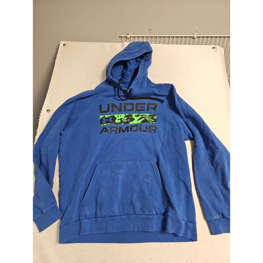 Under Armour Mens XL Blue‎ Rival Fleece Graphic Pullover Hoodie Loose Fit
